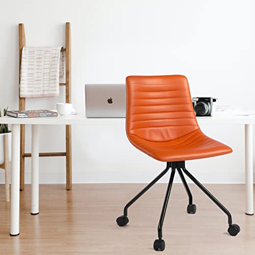 Leather Office Chair Desk Chair Set of 2, Armless Office Chair Computer Chair 360° Swivel Task Chair for Home Office Conference or Home Study or