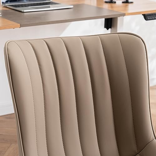 Kidol & Shellder Home Office Chair Swivel Armless Desk Chair Faux Leather Upholstered Office Computer Chair Modern Swivel Rocking Desk Chairs wit