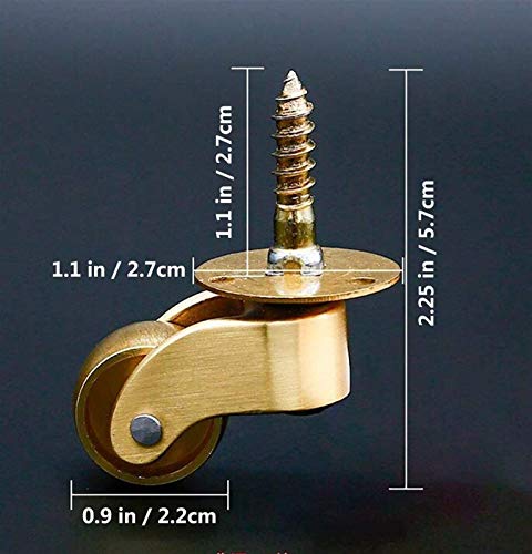 GTYT 4pcs Caster 22mm Brass Casters Universal Wheel, Metal Sofa Furniture Casters,Carrying Capacity 200Kg, Quality Table - Piano Casters,Caster S