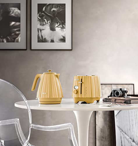 De'Longhi Ballerina Toaster CTD2003.Y, 2 Slot Toaster, Reheat, 5 Browning Settings, Defrost and Cancel Functions, Pull Crumb Tray, 900W, Yellow