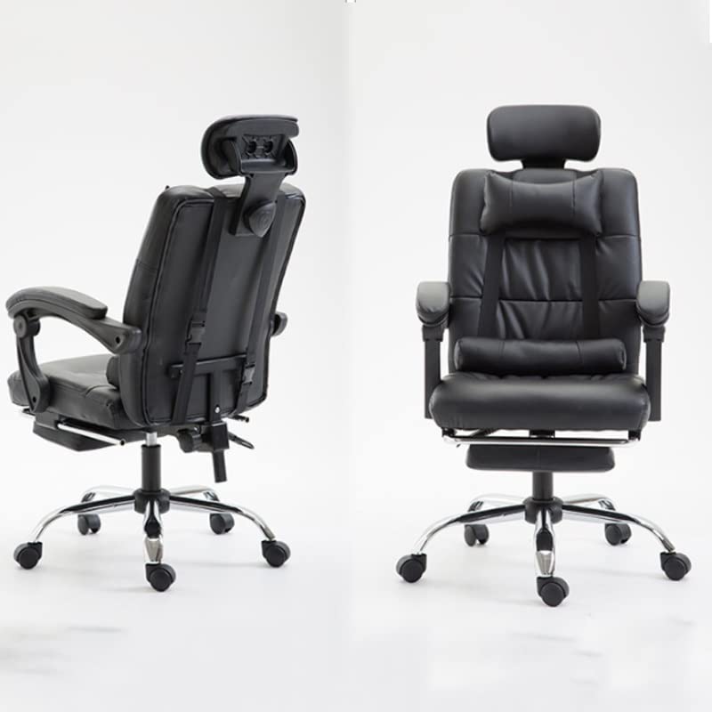 LUKEO Home Office Reclining Lounge Chair Lift Rotary Chair Footstool Executive Chair Lunch Lounge Chair (Color : Argento, Size : Light Grey)