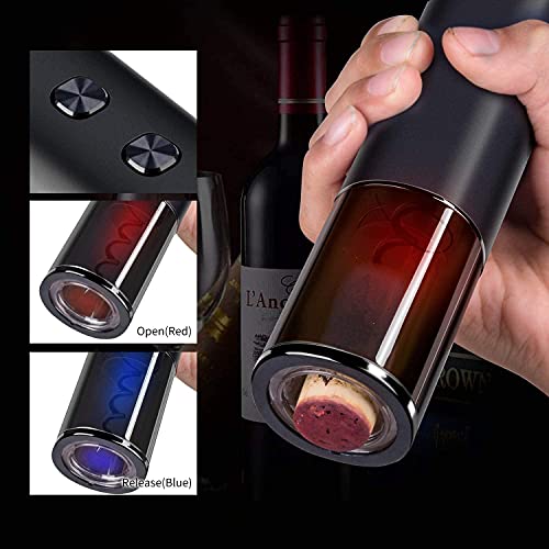 Electric Wine Opener Automatic Electric Wine Bottle Corkscrew Opener Rechargeable with Foil Cutter and USB Cable (Black)