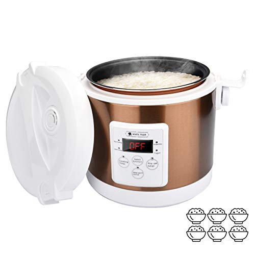 HOMCORT 2.0L Small Rice Cooker, 25 Minutes Fast Cooking with Keep Warm Function, 3 Cups for 2-4 People (Gold)