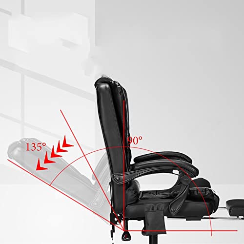 SLNFXC Adjustable Massage Office Chair Reclining High Back Chair Big Tall Leather Ergonomic Swivel Chair with Footrest
