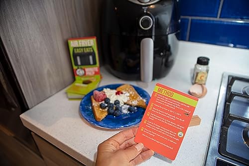 Boxer Gifts Easy Eats Cards-52 Delicious and Quick 10 Minute Prep Air Fryer Recipes for Beginners | Cookbook in Card Format with Wooden Stand, Ca