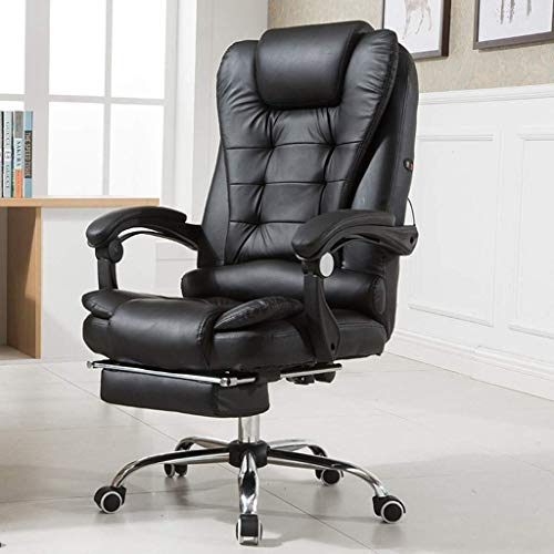 LZQDM High-Back Executive Swivel Office Computer Desk Chair - Black with Pewter Finish