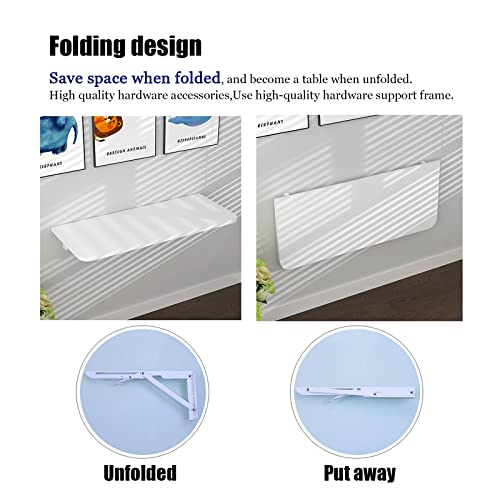 KUKIXO Wall Mounted Folding Table,Folding Wall Mounted Desk, Space Saving Fold Down Floating Desk for Study, Drop Leaf Tables for Small Spaces Of