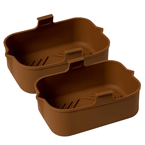 Silicone Air Fryer Liners for Ninja Air Fryer Dual Pack of 2, Reusable Air Fryer Silicone Liner for Ninja Air Fryer Accessories, Airfryer Liners