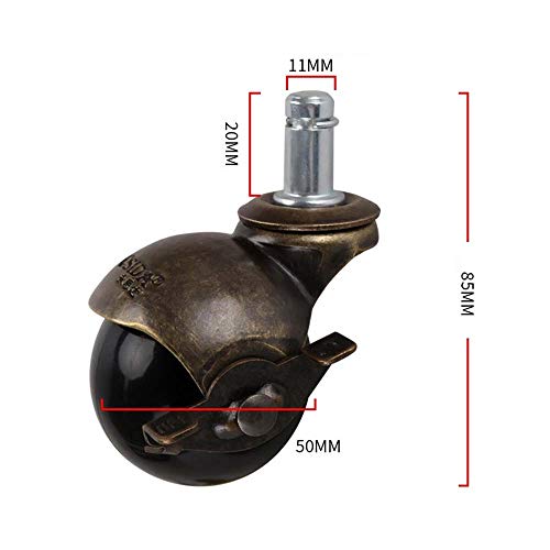 SKOAJAS Plate Casters 4 x Office Chair Castor wheels 2 inch 50mm Stem M11 Nylon Ball Swivel Casters 60kg per wheel Wear resistant Universal for F