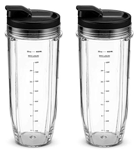 Flip Top to-go Lid with 32OZ Replacement Cups for Compatible with Nutri Ninja Blender Replacement Parts.for Compatible with Nutri Ninja Blenders