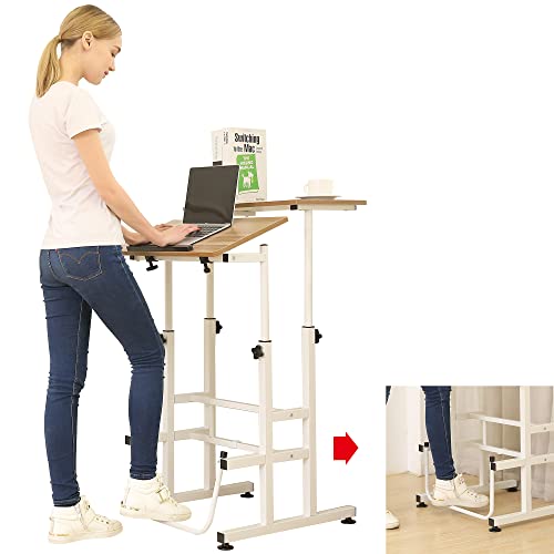 SDADI 2 Inches Carpet Wheels Mobile Standing Desk Stand Up Desk Height Adjustable Home Office Desk with Standing and Seating 2 Modes 3.0 Edition,
