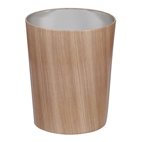 mDesign Metal Wastepaper Bin — Compact Metal Bathroom Bin — Round-Shaped Rubbish Basket for Home and Office — Dark Grey