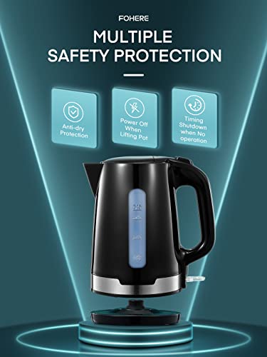 Electric Kettles 3000W - FOHERE Fast Boil Kettle - Light Weight Kettle with BPA-Free - Wide Easy Fill Opening - Limescale Filter - Auto Shut-Off