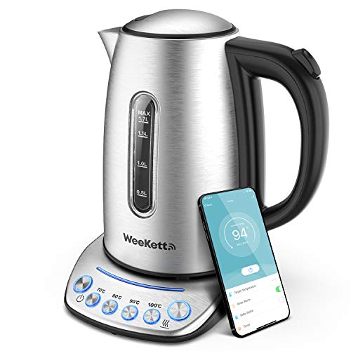 Smart Kettle by WeeKett - voice control with Amazon Alexa, Google & Siri, Variable Temperature Control, Keep Warm, Stainless Steel, BPA Free, Ene