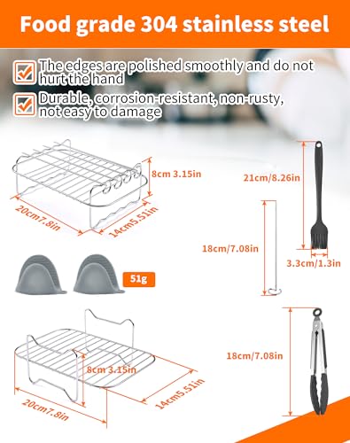 Air Fryer Rack 10Pcs Compatible with Ninja Dual Zone Air Fryer AF300UK AF400UK Layered Dehydrator Racks 304 Stainless Steel Air Fryer Accessories