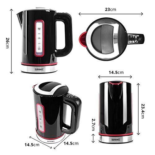 Duronic Electric Kettle EK30 BK | 3KW Variable Temperature Control | BLACK | 1.5L Fast Boil 3000W Eco Kettle | Keep Warm Function | Energy Effici
