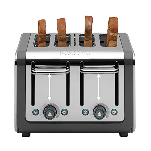 Dualit Architect 4 Slice Toaster | Stainless Steel with Grey Trim|Extra-Wide Slots–Peek and Pop Function 46526 & 72926 Architect Kettle | 1.5 Lit