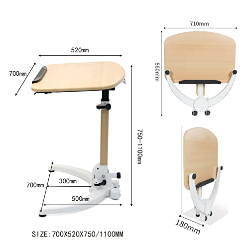 QINAIDI Foldable Mobile Standing Desk, Height Adjustable, 90° Tiltable Rolling Laptop Desk, with Wheels Non-Slip Mat, for Home Office,A