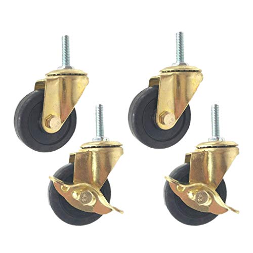 NANCYMISSY 50mm Caster Wheels,Swivel Casters with Brake,Rubber Furniture Caster,with M8 Threaded Rod,for Home Furniture,Office Table Cabinet,Quie