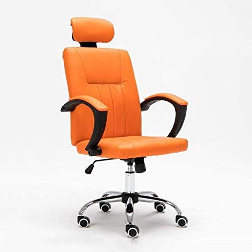 HJW Office Chair Computer Chair Home Office Rotary Lift Chair, with Headrest and Steel Feet Bow-Shaped Chair Swivel Chair Armchair,Black