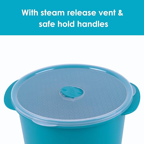 Décor Microwave Rice Cooker | Safe-Hold Handles | Makes 1-4 Servings | 2.75L Capacity, Teal