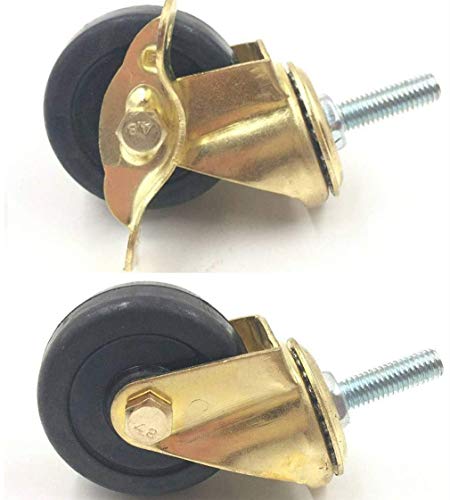 NANCYMISSY 50mm Caster Wheels,Swivel Casters with Brake,Rubber Furniture Caster,with M8 Threaded Rod,for Home Furniture,Office Table Cabinet,Quie