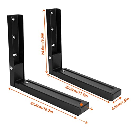 MIVIDE 2 Pair Microwave Wall Brackets Black, Universal Microwave Brackets, Adjustable Microwave Wall Mount Brackets, with Matching Screws and Exp