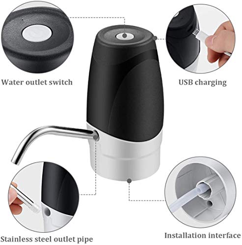 Pinsheng Water Pump Dispenser Suitable for Universal 2-5 Gallons Bottle, Rechargeable Battery USB Charging Automatic Drinking Water Pump Portable