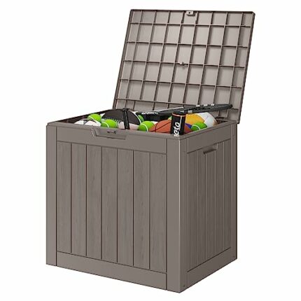 DAGIF 31 Gal Outdoor Storage Deck Box Waterproof and UV Resistant Resin Deck Box for Patio Pillows, Children Toys,Sports Equipment, Garden Tools