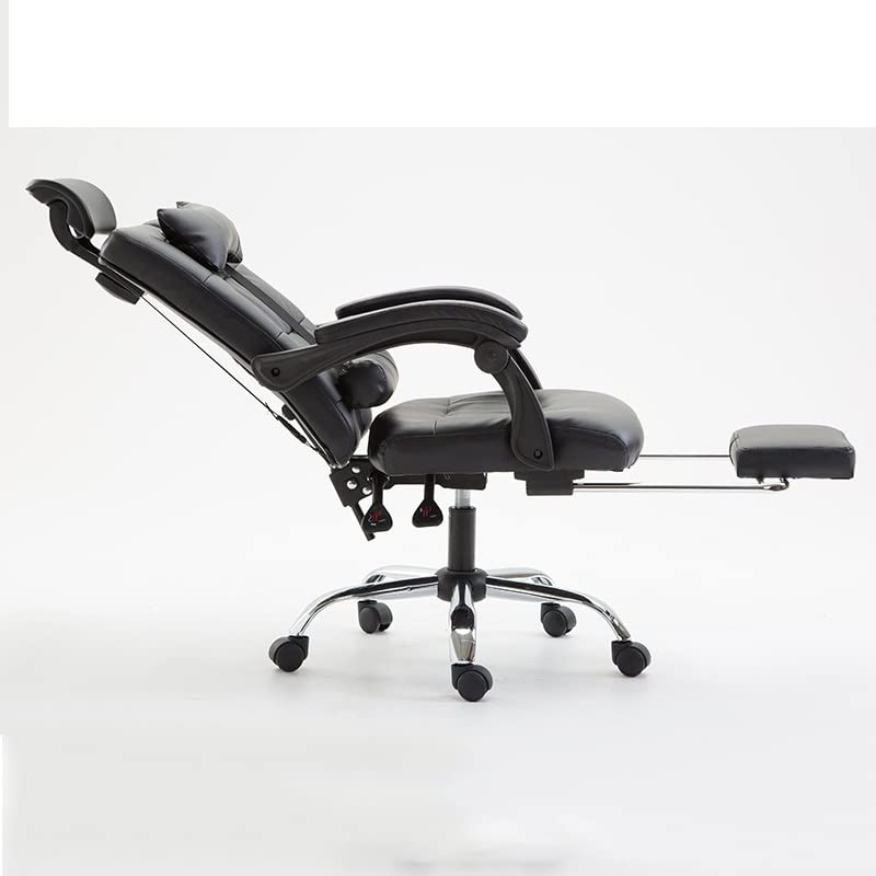 LUKEO Home Office Reclining Lounge Chair Lift Rotary Chair Footstool Executive Chair Lunch Lounge Chair (Color : Argento, Size : Light Grey)