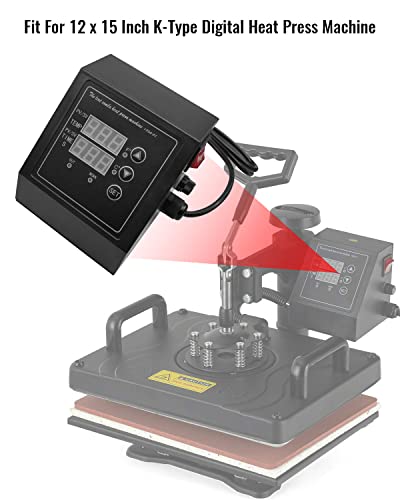 Heat Press Machine Control Box, Double Hole Digital Box LED Controller for 12 x 15Inch K-Type Heat Press Machine, Heat Transfer Sublimation Print