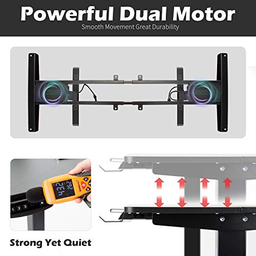 OUTFINE Heavy Duty Dual Motor Height Adjustable Standing Desk Electric Dual Motor Home Office Stand Up Computer Workstation with Splice Board (Bl