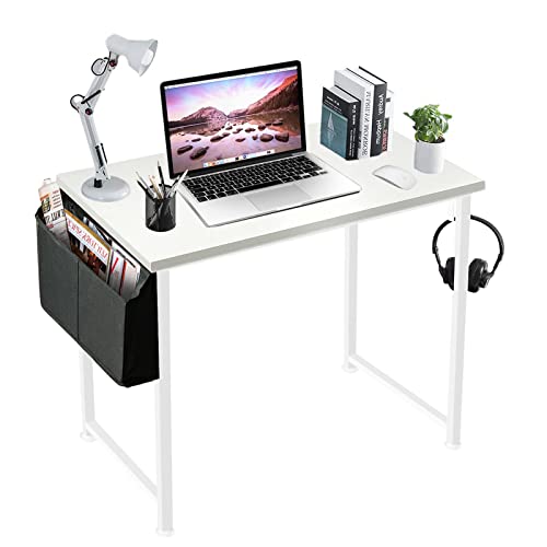 Lufeiya White Computer Desk - Small Student Kids Study Writing Table for Home Office Bedroom Small Spaces 32 Inch Modern Mini Laptop PC Desks,Whi