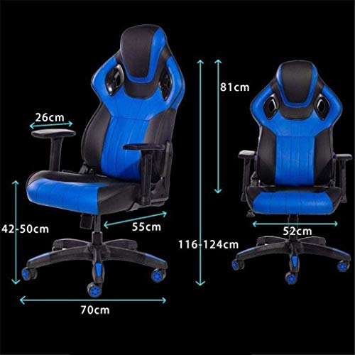 HJW Gaming Chair Computer Chair Home Office Chair Strong and Durable Reclining Racing Chair Adjustable Chair Armchair,116-124X52X55Cm
