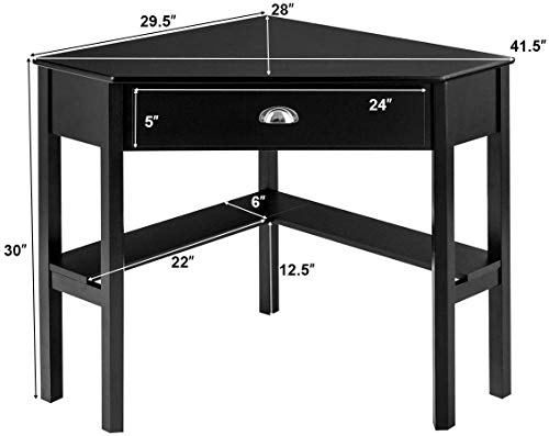 rivallycool Home Office Desks, Mdf,Steel,Wood, Black