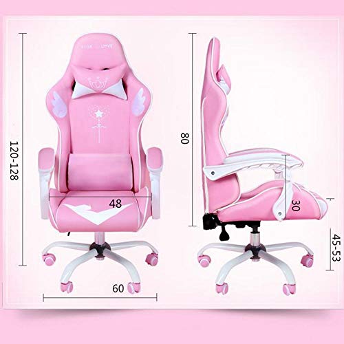 LEIGE Game Chair Can-Go-to-Computer-Chair Cafe Pink Comfortable Girl Fashion Cute Home Internet