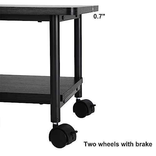 SONGMICS Under Desk Printer Stand and Mobile Machine Cart with Shelf Heavy Duty Storage Rack for Office Home Black UOPS02B