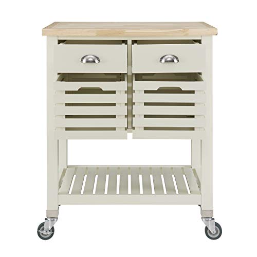 LINON HOME DECOR Products Hudson White Kitchen Cart with Locking Wheels