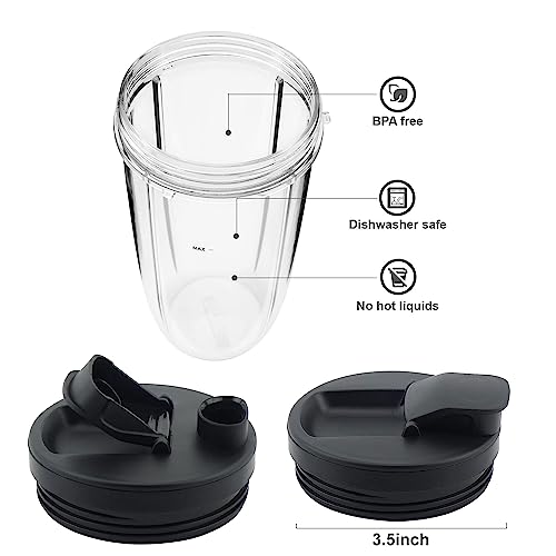 Ninja Blender Cups 2 PCS 18oz, Ninja Cups for Blender, Ninja Blender Cups Replacement, Nutri Ninja Replacement Cups, Ninja Blender Replacement Pa