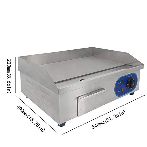 Commercial Electric Griddle Flat Top Grill Stainless Steel Hot Plate Kitchen Grill 3000W Thermostatic Control