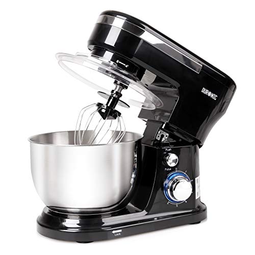 Duronic Electric Stand Mixer SM104, Kitchen Mixers, 6 Speed + Pulse Function, 1000W, 4 Litre Mixing Bowl with Splash Guard, Includes Beater, Whis