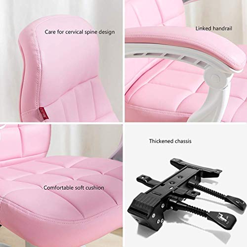 Mu Home Office Chair Boss Reclining Office Chair Girls Cute Bedroom Computer Chair Lying Sleeping Seat Loading 300Kg,Pink,64 * 64 * 107Cm
