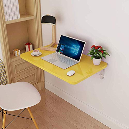 MYYINGELE Folding Wall-Mounted Table, Solid Wood Wall Table, Dining Table, Computer Desk for Small Space, for Office Home Kitchen, Black, 60x40cm