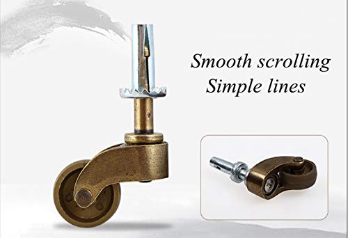 SKOAJAS Plate Casters Vintage Nylon Furniture Castor,Antique Copper Swivel Caster Wheels,Mute Swivel Wheel,with Plunger Rod M10,for Sofa Chair,Co