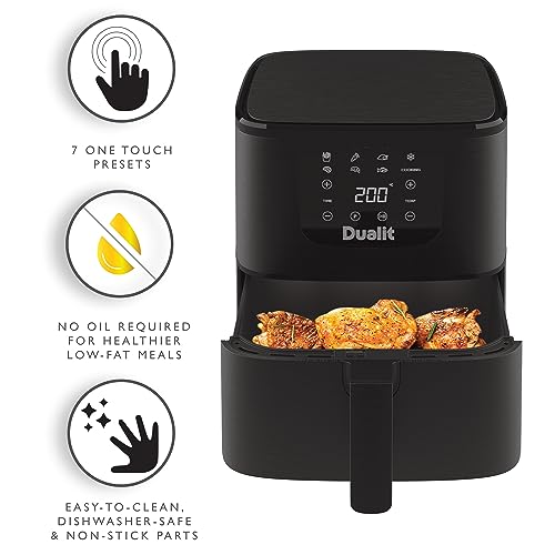 Dualit Air Fryer - 5.5L Capacity - Serves 4-7 Preset Cooking Programs - Healthy Eating Made Easy - Adjustable Temperature and Time Control - Non-