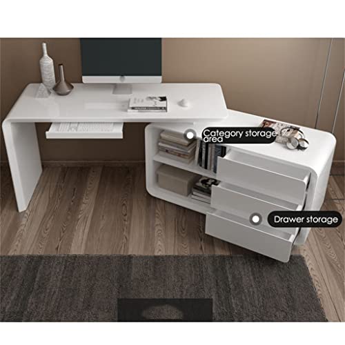 LEIGE Office Desk Computer Desk Swivel Angle Multifunctional Desk White Office Furniture