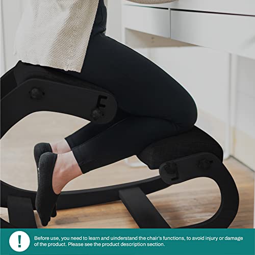 NYPOT Ergonomic Kneeling Chair - Adjustable Rocking Knee Chair Posture Chair - Wooden Office Chair for Back Pain Relief - Kneeling Stool and Angl