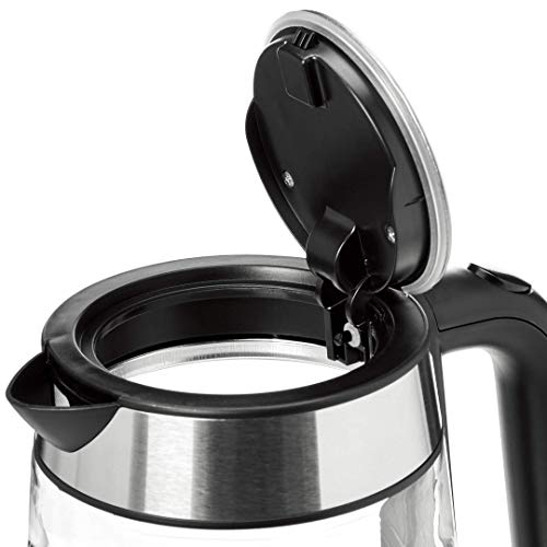 Amazon Basics Electric Glass Kettle,1.7-Liter, Black, Silver