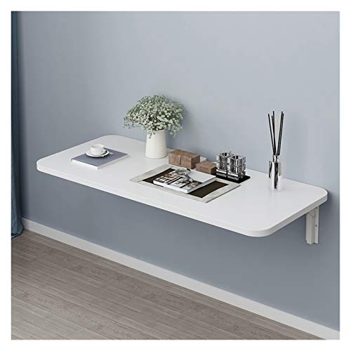 OUYOXI Wall Mounted Folding Table - Small Fold Down Computer Desk Space Saving Perfect Addition to Home Office/Laundry (Color : White, Size : 70x