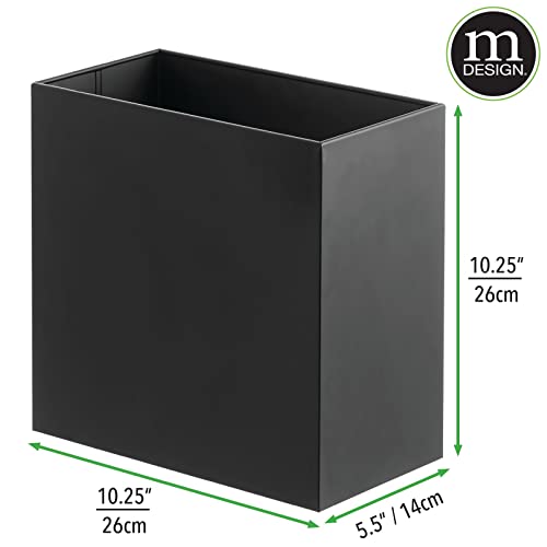 mDesign Metal Wastepaper Bin — Compact Rectangular Bathroom Bin — Rubbish Basket for Home and Office — Matte Black